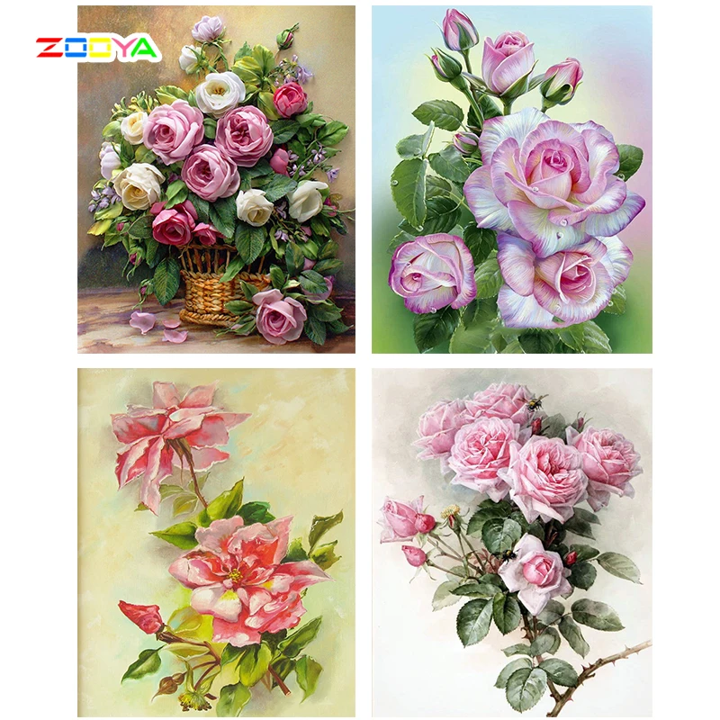 ZOOYA-5D-DIY-pintura-de-diamante-redondo-completo-flores-punto-de-cruz-mosaico-de-diamantes-pintura