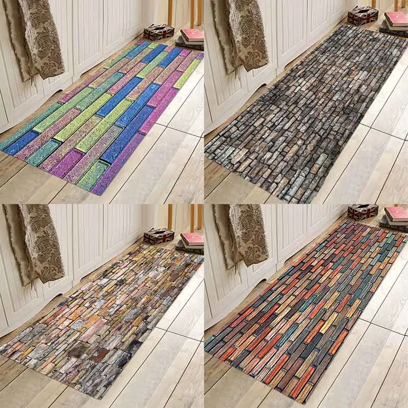 

Color brick wall flannel printing Anti-Slip absorbent home mat