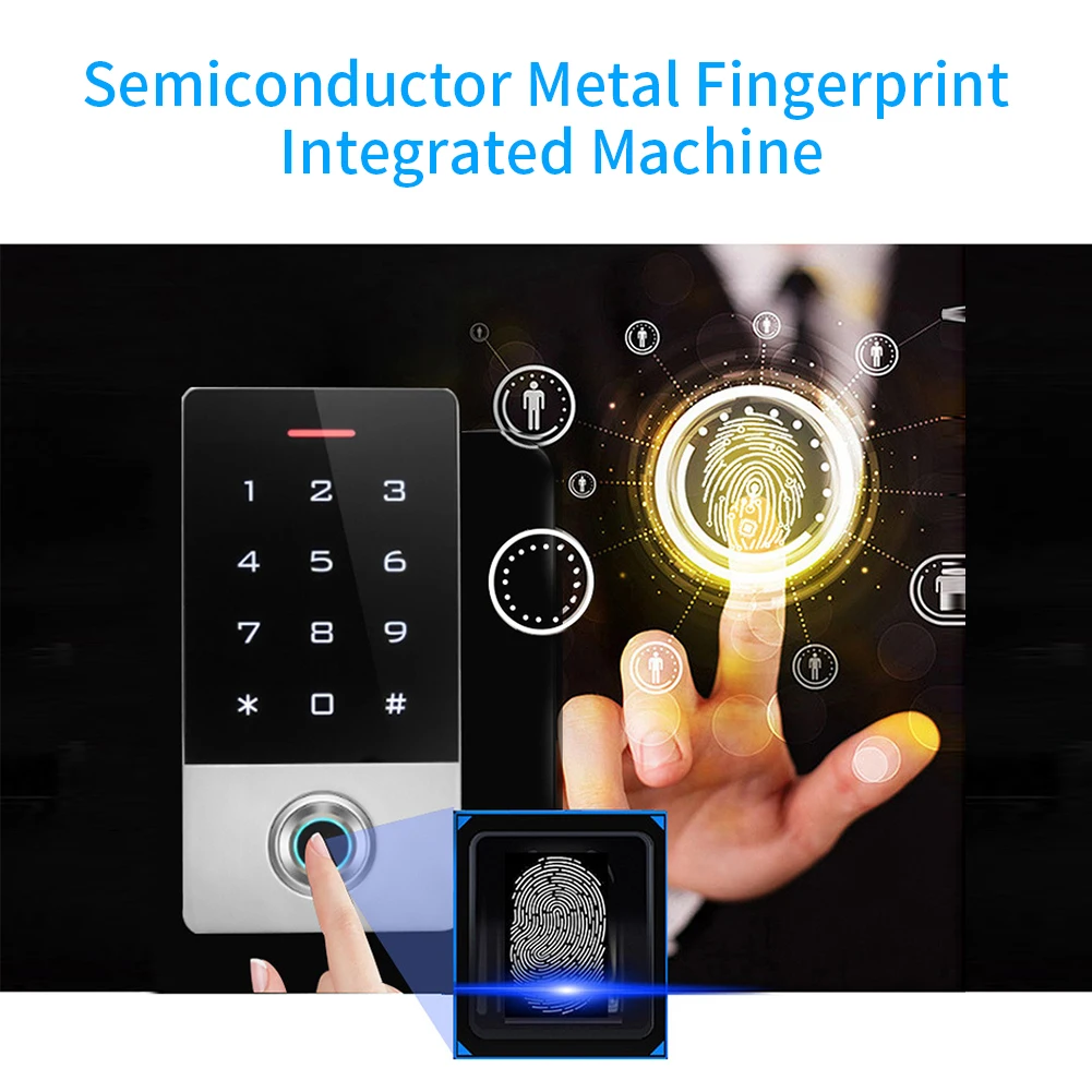 

Metal Security Door Access Controller Password Fingerprint Entry Cards Panel Outdoor Waterproof Home Lock System 10000 Users