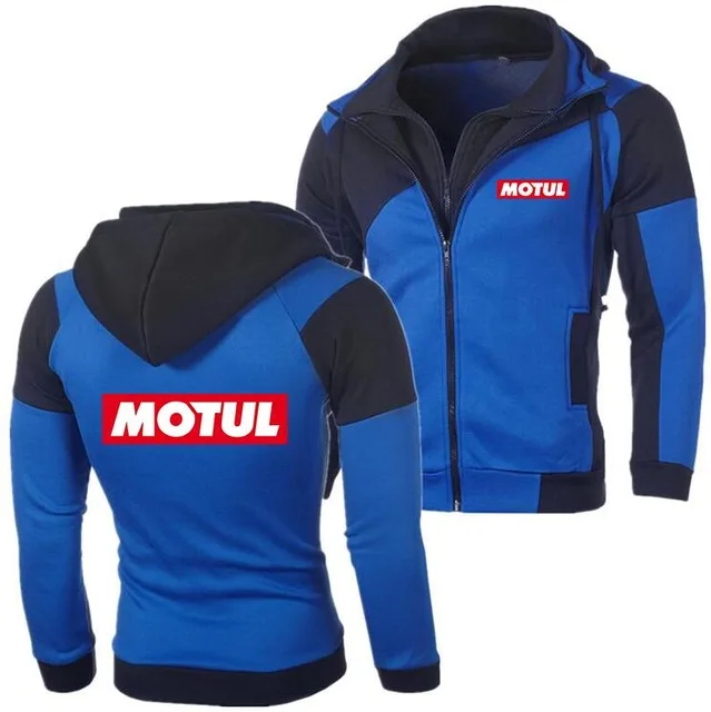 Зимняя модная толстовка с логотипом MOTUL Motor oil, мужской кардиган на молнии, мужские толстовки с капюшоном, повседневные пальто, топы K - Цвет: Синий