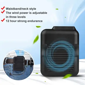 

Summer Portable USB Hanging Clip on Waist Belt Neck Hands-free Air Cooling Fan Suitable for travel, outdoor sports, indoor work,