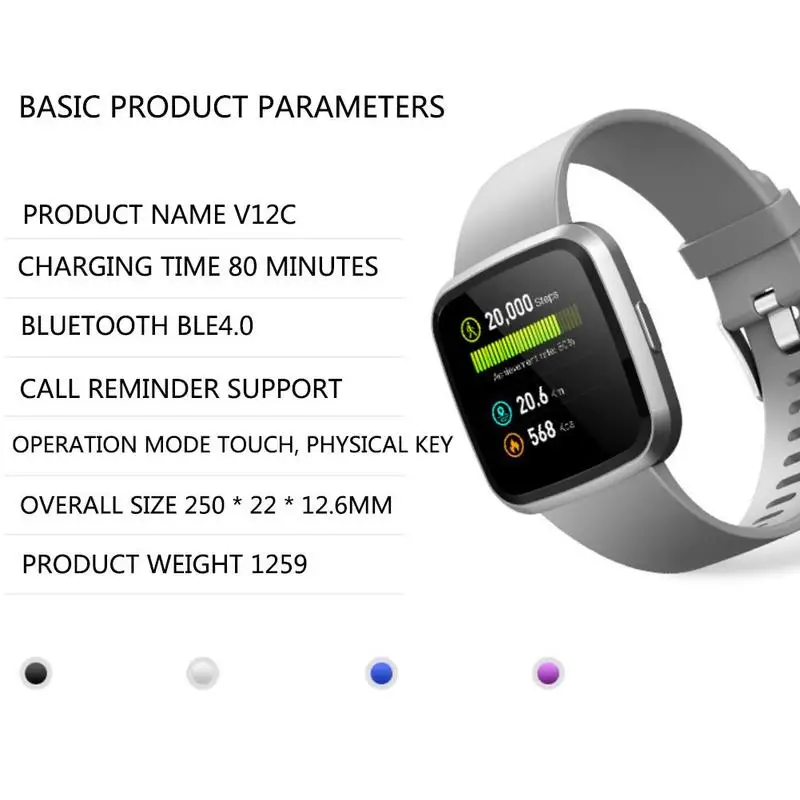 V12C Smart Watch Men Bracelet Fitness Tracker Blood Heart Measurement Rate Ip68 Sports Pressure Watch Pedometer Waterproof P3Q3