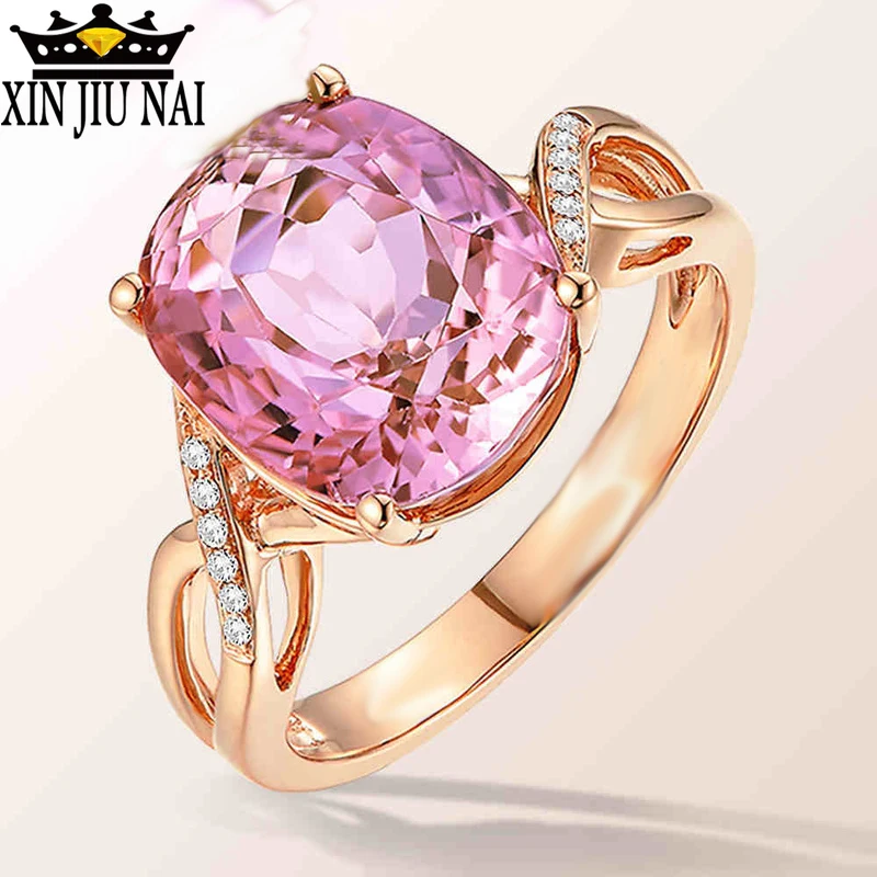2 Colors New Style Big Pink Oval Crystal AAA Zircon Rings For Women Anillos Mujer Ring Female Diamond Size6-10 | Украшения и