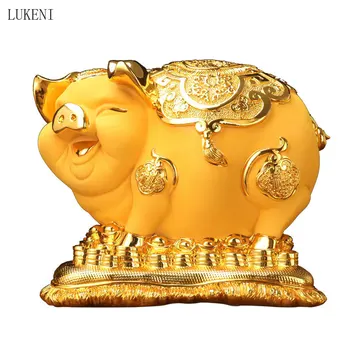 

Golden Pig Piggy Bank Decoration Large Resin Crafts Year of The Pig Business Gift Living Room TV Cabinet Decoration Decoration