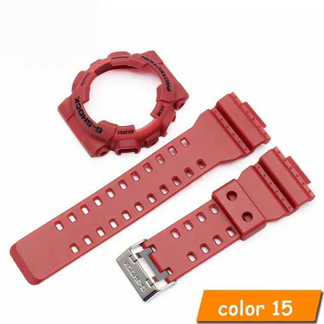 For Casio G-SHOCK GA-110 GA-100 GD-120 Rubber Sports Strap Modification Accessories, Including Case and Strap Adapter red black