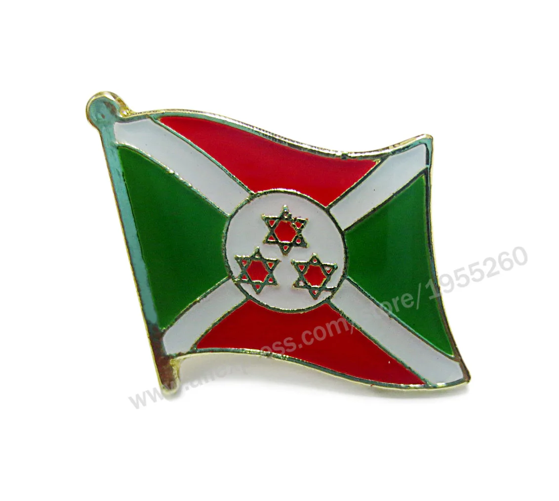 27 Burundi Национальный флаг, металлический значок на лацкане, значок на булавке для флага по всему миру, США, Австралия, Австрия, Беларусь, Бельгия, Бразилия, Канада, Чили, Китай - Цвет: 27 Burundi