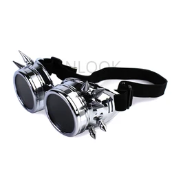 Vintage Steampunk Festival Sunglasses - Unisex Cosplay Party Eyewear (Silver)