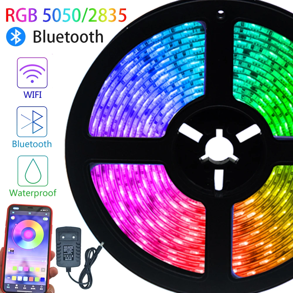 Светодиодная лента Luces Led RGB 2835 Bluetooth Водонепроницаемая меняющая цвет Гибкая