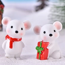 1 шт., милый подарок на год, Рождество, Снежная крыса, маленькая мышка, маленькая статуэтка, фигурка, орнамент, миниатюры, детская игрушка, украшение, Gif