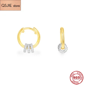 

Fashion Charm Sterling Silver Original 1:1 Copy,Single Small Hoop Luxury Earrings With Sliding Rings Jewelry Gift For Female
