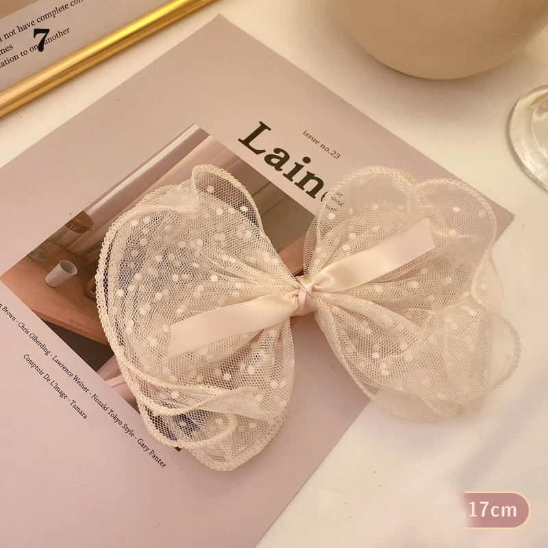 New Organza Bowknot Barrettes Lace Flower Ribbon Tassel Hair Clip Oversized Bow Headband Hairband Hair Ornament Hair Accessories mini hair clips