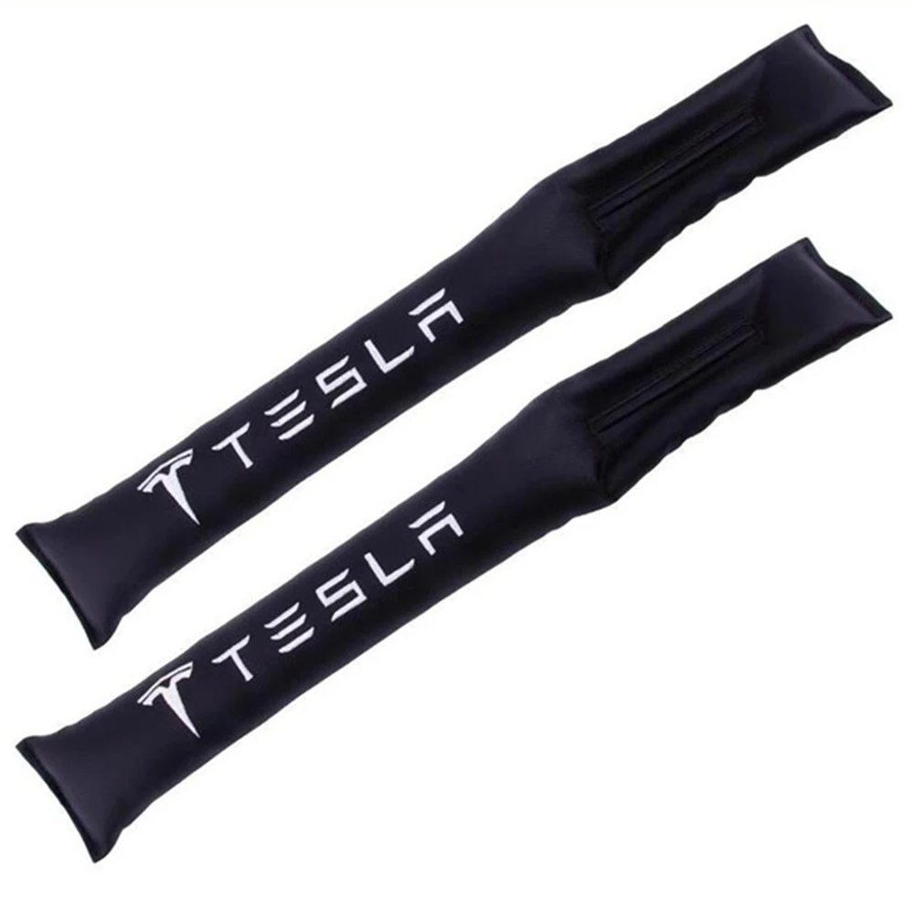 2X Universal Seat Gap Fillers For Tesla Model S Model X Model 3 PU Leather Barrier Pad Slot Plug Interior Car Accessories