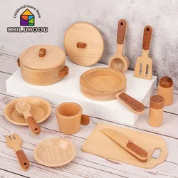 Ensemble de Jouets de Cuisine en Bois pour Enfant, Simulation d'Ustensiles Miniatures, Mini Jeux Éducatifs, Idée Cadeau pour les Petits 