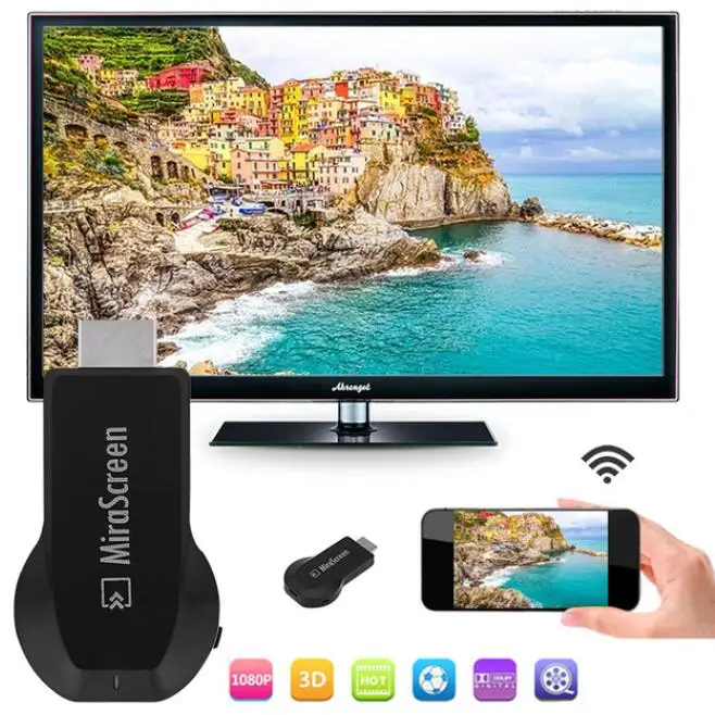 Mirascreen OTA TV Stick Dongle легкий литой донгл EZCast с Wi-Fi, Дисплей приемник DLNA AirPlay Miracast Airmirroring Full HD 1080P приемник