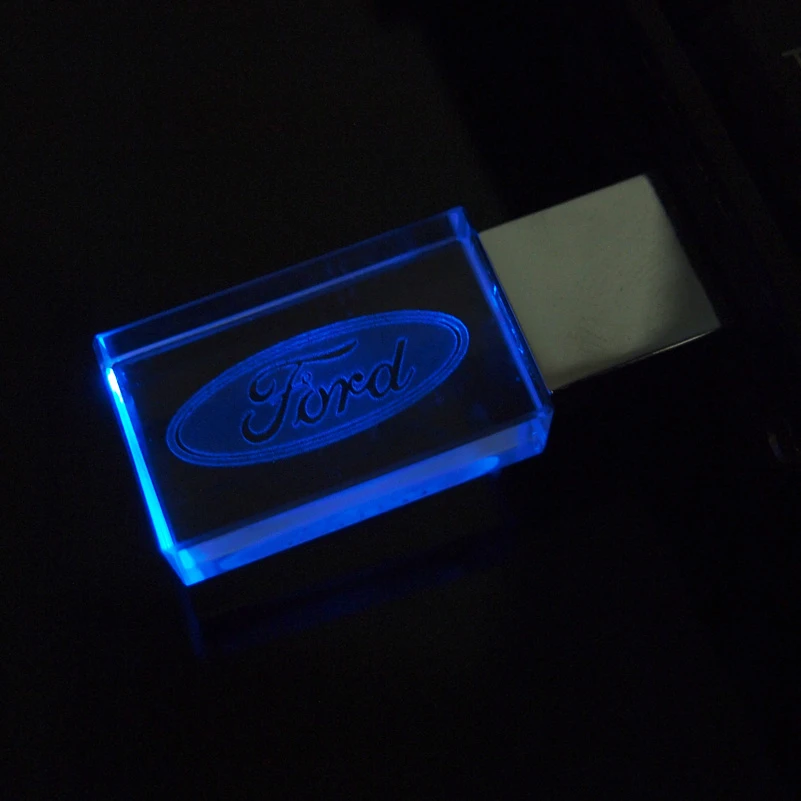 cheap usb sticks Shining Crystal USB Stick 2.0 Ford Car Logo with LED 4GB 8GB 16GB 32GB USB Flash Drive Memory Flash Disk Pendrive Customize Gift usb pen