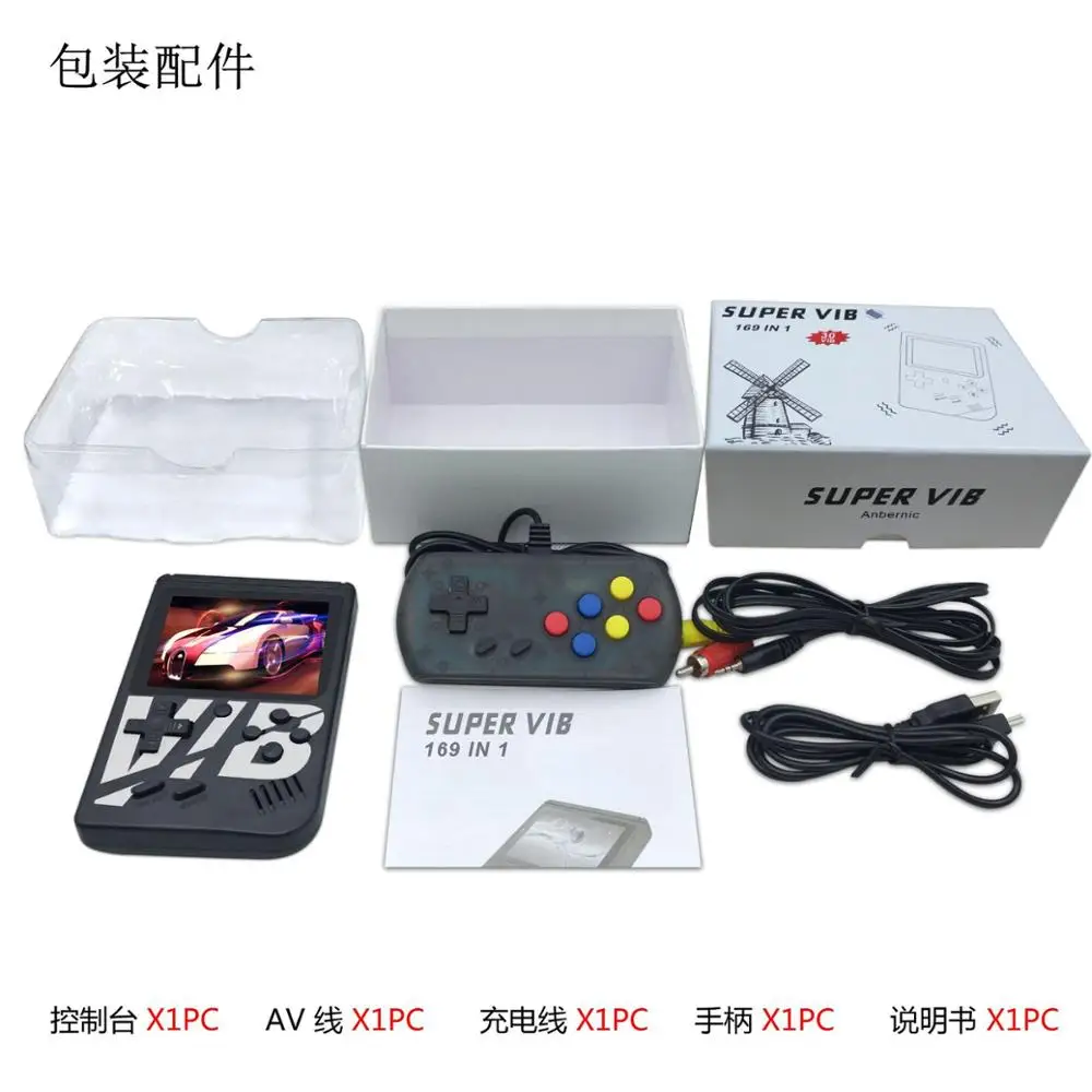 VIB игровая консоль для видеоигр, мини портативная игровая консоль, встроенная 169 игр, AV tv выход, ретро игровая консоль
