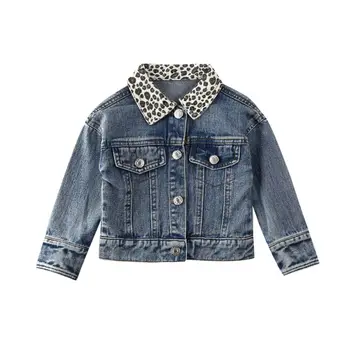 

2019 Newest Hot Fashion Toddler Kid Children Girls Long-Sleeved Denim Leopard Turn-down Collar Jackets Baby Denim Coat Outerwear