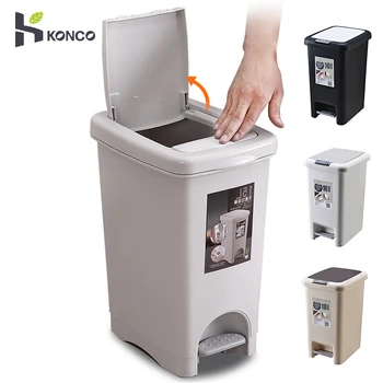 

Konco Pressing Trash Bin waste basket Pedal Garbage Storage Box bathroom trash can kitchen garbage Bucket Wastes Bins