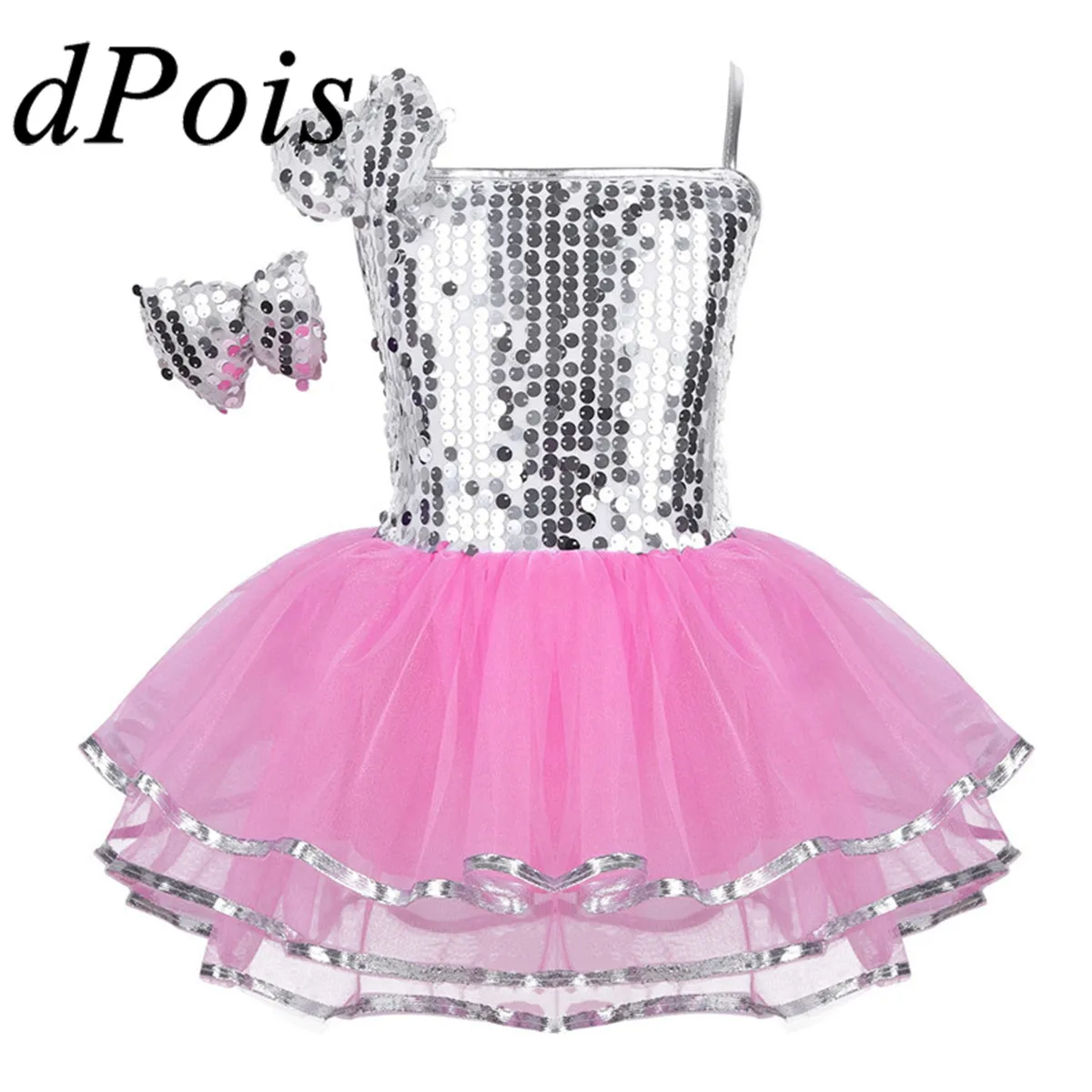 

Kids Girls Sequined Jazz Dancewear Costume Gymnastics Leotard Modern Contemporary Dance Performing Clothes Children Ballet Dress