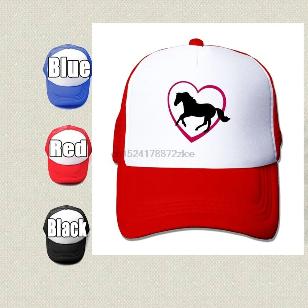 Бейсбольная кепка с милым сетчатым принтом в виде лошади и сердца на заказ