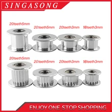 5 шт. GT2 холостой шкив 16/20 зуб Диаметр колес 3/5 мм алюминиевый Шестерни зубы Ширина 6/10 мм 3D принтеры Запчасти для Reprap часть