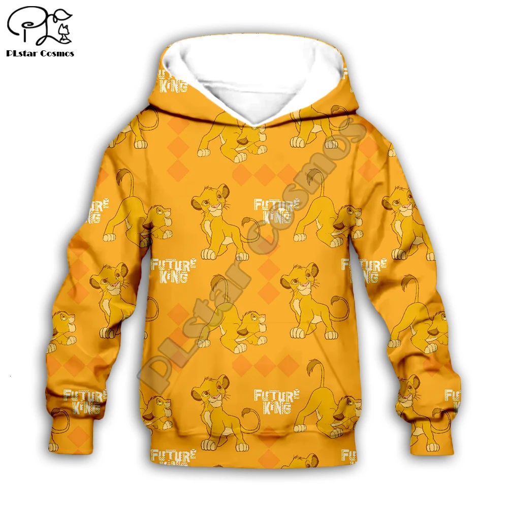 Simba толстовки с капюшоном с изображением короля льва детские толстовки на молнии с 3D-принтом топ с длинными рукавами для мальчиков и девочек, штаны, Прямая поставка