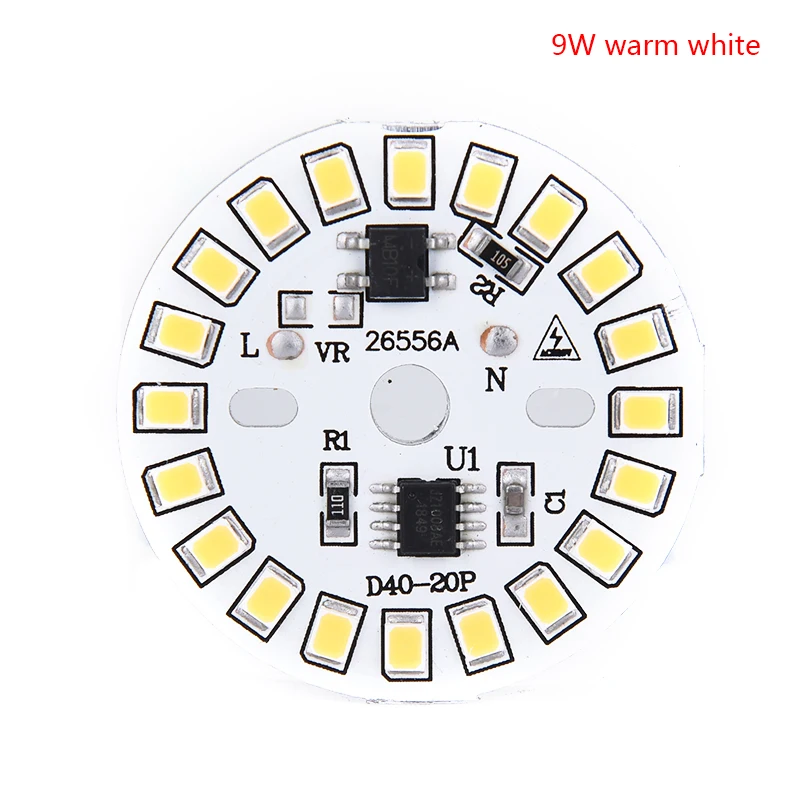 9w warm white 220V светодиодный нашивка-лампочка лампа SMD пластина круглой формы Модуль светильник источник пластина для лампы светильник - Испускаемый цвет: 9w warm white