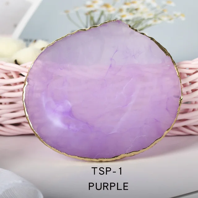 4 Patterns Natural Resin Palette Round Oval Shape Display Plate Nail Art Practice Color Mixer Showing Board Tool TSP-1 3