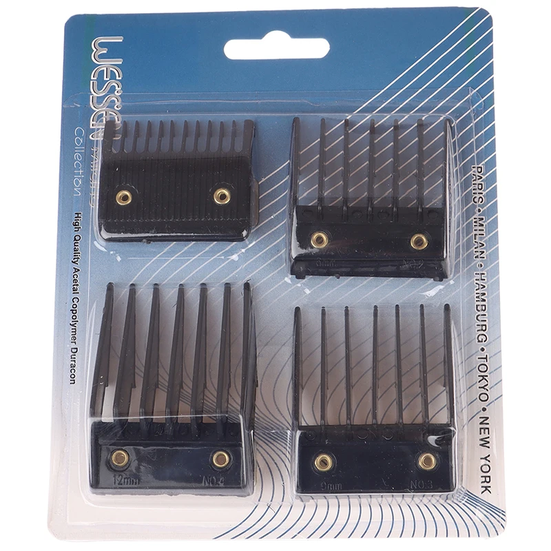 

4Pcs/set Universal Cut Clipper Limit Comb Guide Attachment Size Barber Replacement Barber Tools 3mm/6mm/9mm/12mm