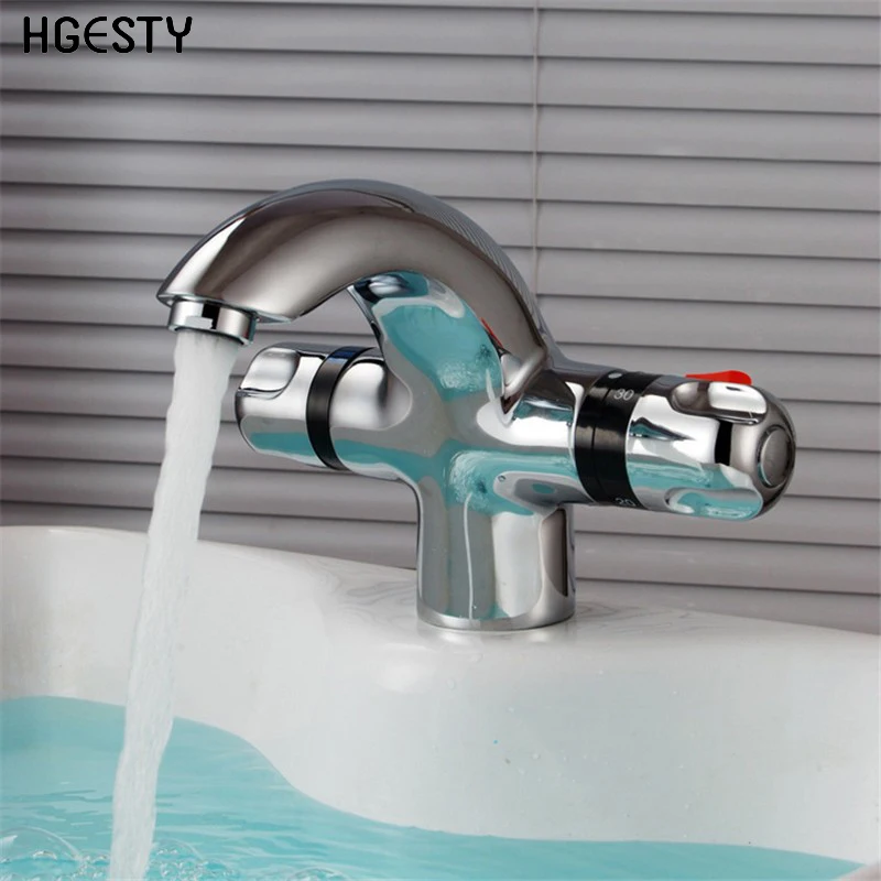 

Bathroom Basin Faucet Bath Vessel Sink Tap Thermostatic Faucet Cold Hot Water Mixer Single Hole Constant Temperature Tap Mounted