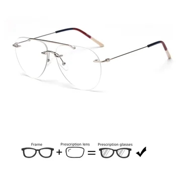 

Vazrobe Aviation Glasses Frame Men Women Eyeglasses Man Rimless Spectacles prescription myopia diopter photochromic progressive