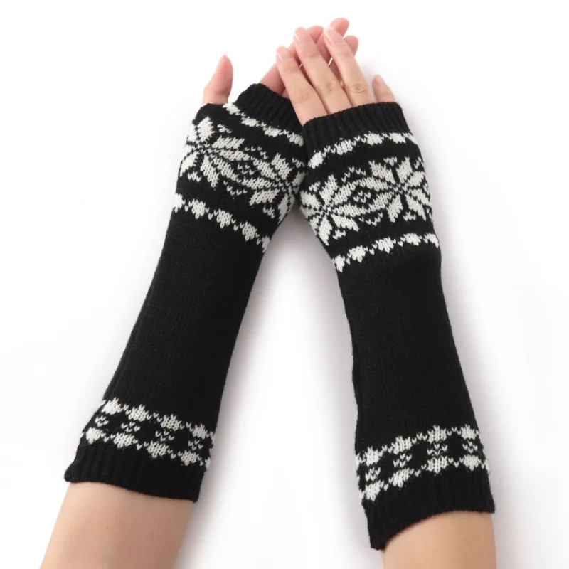 New Women Gloves Goth Clothes Winter Wrist Arm Warmer Skull Knitted Long Fingerless Gloves Mitten Halloween Fashion Girl Sleeve leather fingerless gloves mens