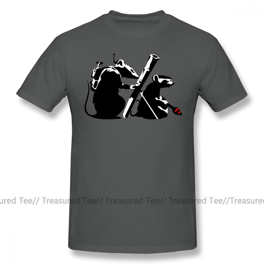 Bansky футболка Бэнкси война на искусство крыс Футболка Мужская хлопковая футболка милый Графический короткий рукав плюс размер Классическая футболка - Цвет: Dark Grey
