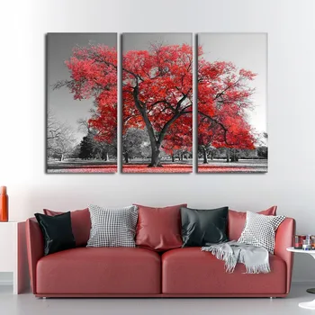 

triptych 3 Pieces Red Tree Scenery,DIY Diamond Embroidery,5D Full mosaic,diamond painting cross stitch kitchen Wall decor ML906