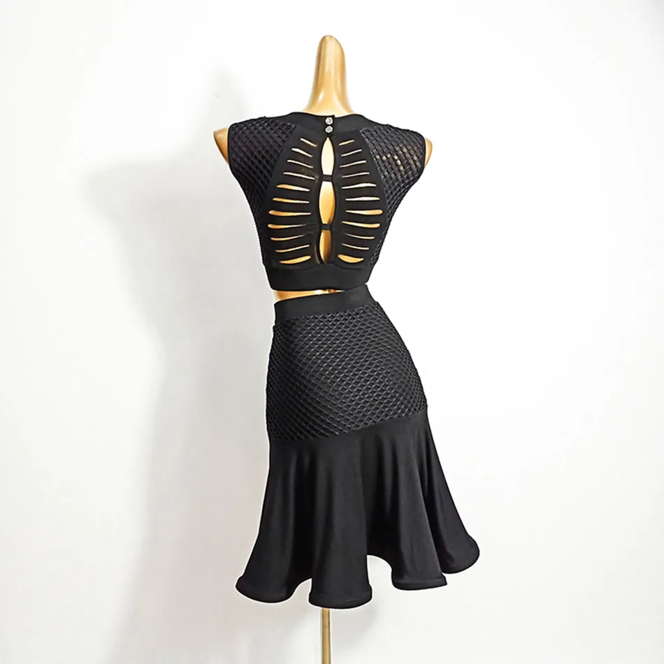 Black Striped Back Latin Dance Dress Skirt Dancing Performance Women Tops Ballroom Samba Tango dance dress dance skirt TLD475