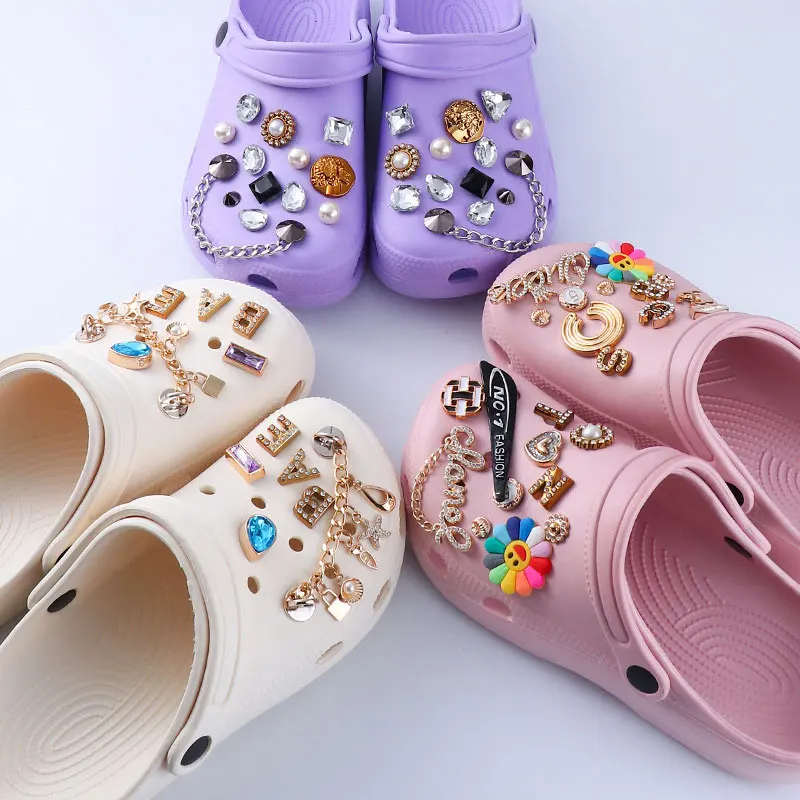 Pink Designer Electro Crocs With Designer Charms