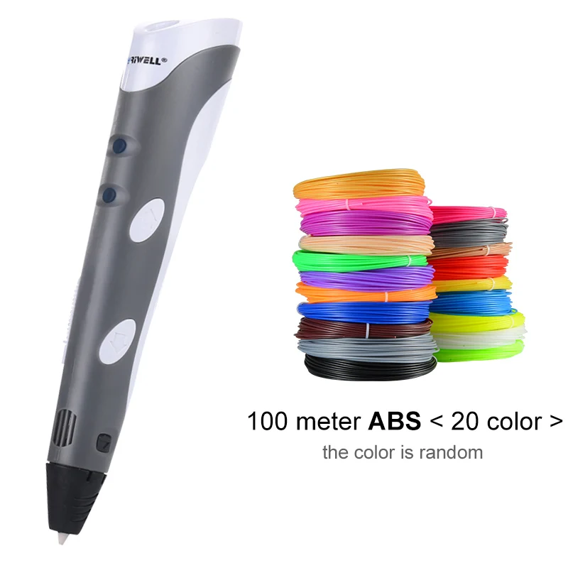 Gray - 100M ABS Myriwell 3D Ручка для печати 12 в 3D Ручка Карандаш 3D Ручка для рисования sthift PLA нити для детей Образование хобби игрушки подарки на день рождения - Цвет: Gray - 100M ABS