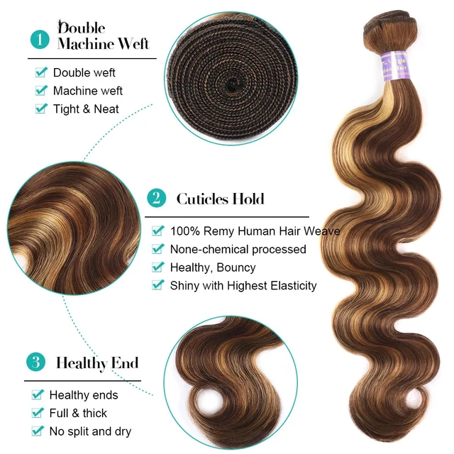 30 32 Inches P4/27 Highlight Body Wave Bundles Ombre Human Hair Bundles Extensions Blonde Brazilian Weave 1 3 4pcs Remy 10A Hair 3