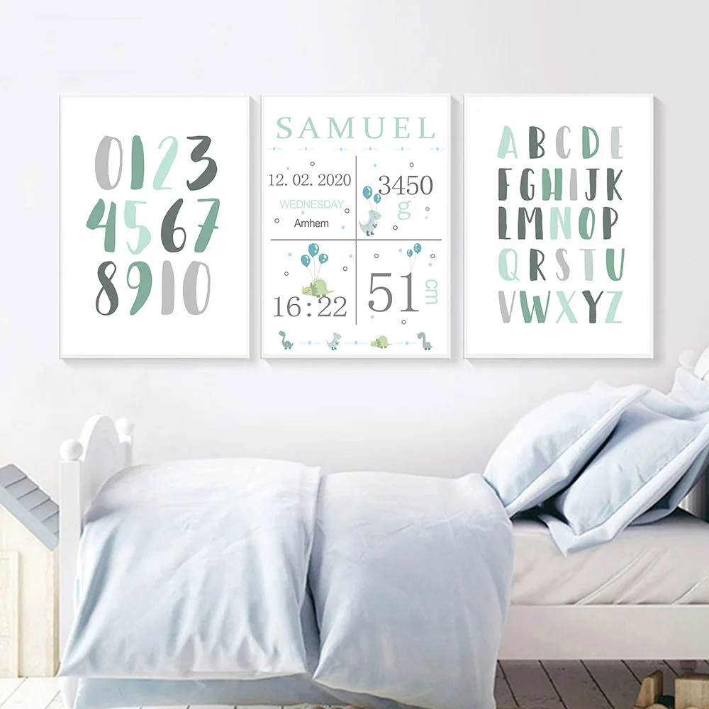 Boy-Custom-Name-Birth-Print-ABC-Alphabet-Wall-Art-Canvas-Painting-Number-Enlightenment-Poster-Picture-Nursery
