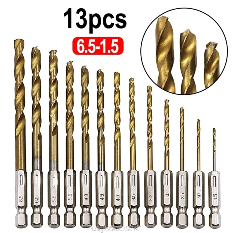 1/4” Drill Bit 1/4” Hex Shank Drills HSS Bits Titanium 20 Pack