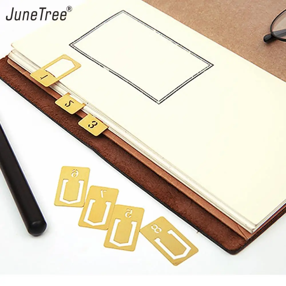 brass numbers Paper Clip Bookmark Books index Clips Teacher Gift School Office Supplies Stationery Student Escolar 12 pcs/pack | Канцтовары