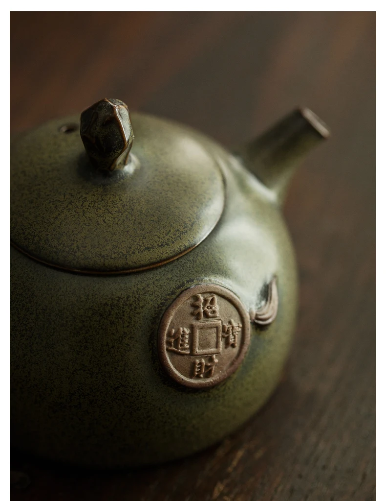 Керамический рельефный чайник креативный Ретро чай глазурь пузатый чайник один чайник кунгфу зеленый чай галстук Гуань Инь чайная посуда