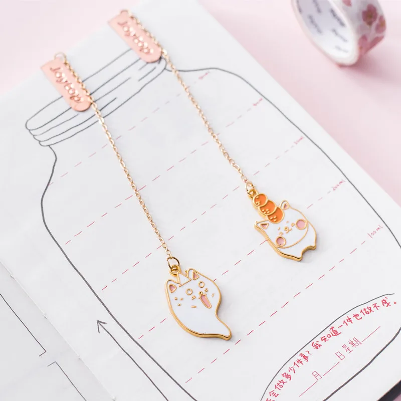 4 шт./компл. Kawaii Мороженое кошка металлическая Закладка мультяшный котенок Подвеска "Книга" держатель подарок канцелярские принадлежности