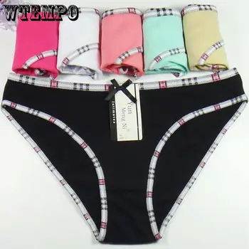 

WTEMPO Women Underwear Cotton Sexy Panties Briefs Girls Ladies Knickers Intimates Lingerie 6 pcs/Lot girls thermal thong