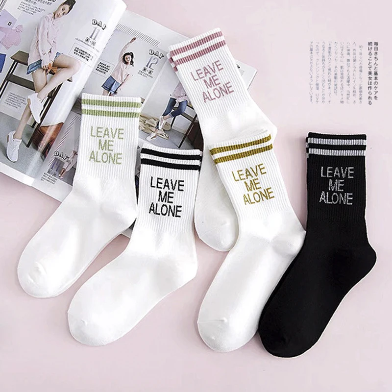 

1/2/3/5pair Women Stripe Socks Cute Letters Print Cotton Short Socks Casual Sport Female Funny Socks Spring Sock Sokken