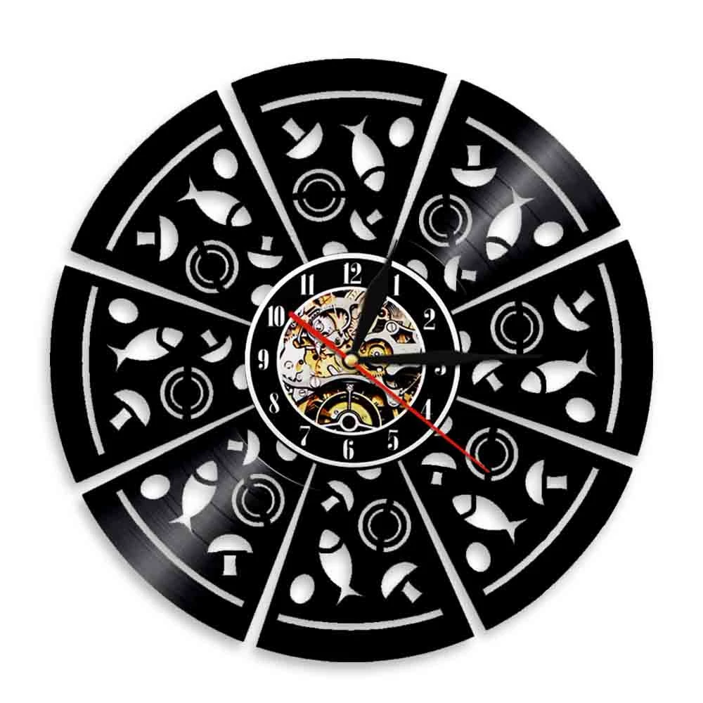 Pizza Vinyl Record Wall Clock Parlor Pizzeria Italian Restaurant Cafe Artwork Decor Pizza Slice Kitchen Time Clock Wall Watch Wall Clocks Aliexpress
