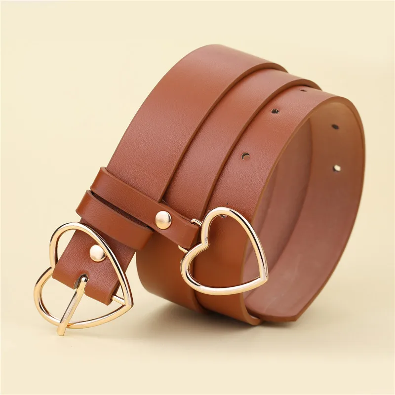 Women's Beautiful Heart Pin Buckle Belt In PU Leather-2