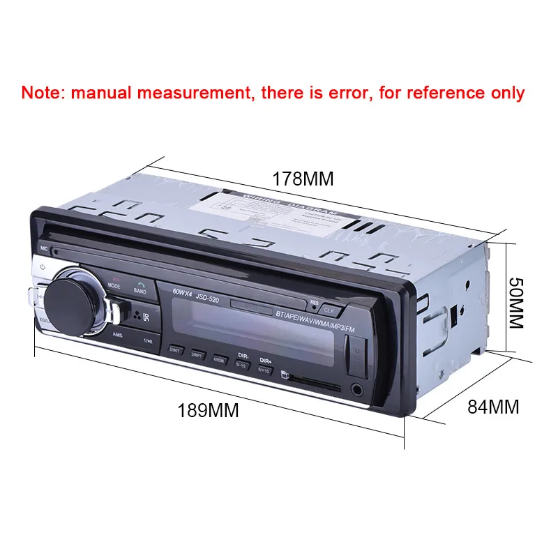 JSD520 12 в стерео автомобильное FM радио USB SD карта U диск считыватель AUX аудио вход MP3-плеер Встроенный Bluetooth микрофон авто радио