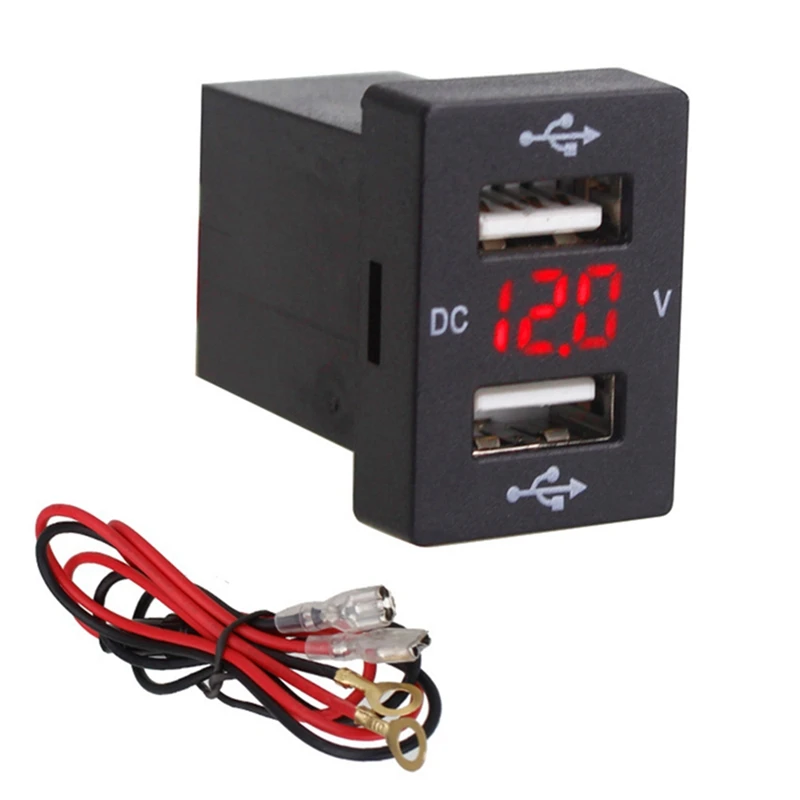 Двойной USB Автомобильное зарядное устройство вольтметр 12 в разъем USB адаптер зарядное устройство s Быстрый двойной порт USB Автомобильное зарядное устройство для Toyota