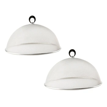 

2Pcs Kitchen Stainless Steel Food Mesh Cover Anti Fly Mosquito Net Food Cover Picnic Kitchen Table Meal Cover